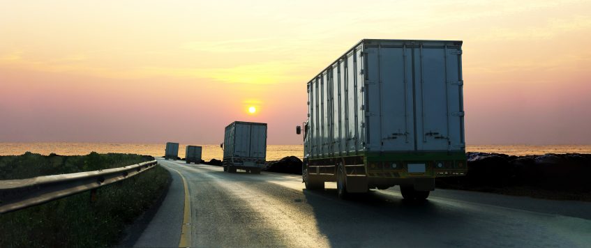 Truck on highway road with container, transportation concept.,im
